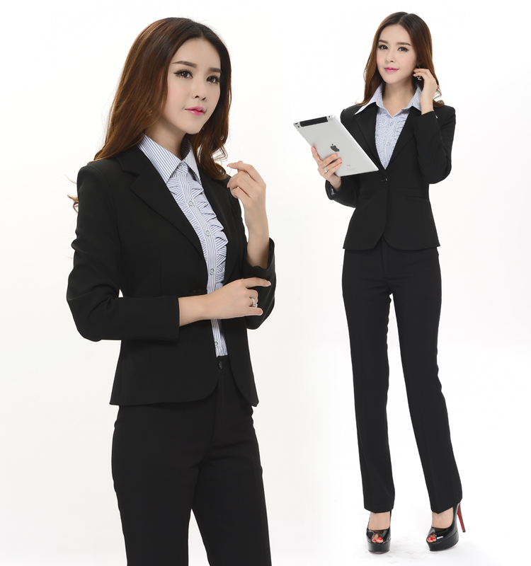 
                                                            汇美特 小西装职业装女装套装秋装正装外套西服套装工作服套裙 西装+裤子+裙子+V领白衬衣(一粒扣四件套) S(建议75-89斤以内)                