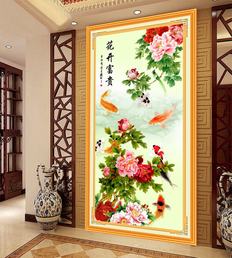 钻石画十字绣客厅新款钻石十字绣钻石绣卧室5d钻石画满钻砖石点钻石画花开富贵十字绣牡丹花贴钻 120*60cm  魔方钻满钻升级版26切面更闪亮
