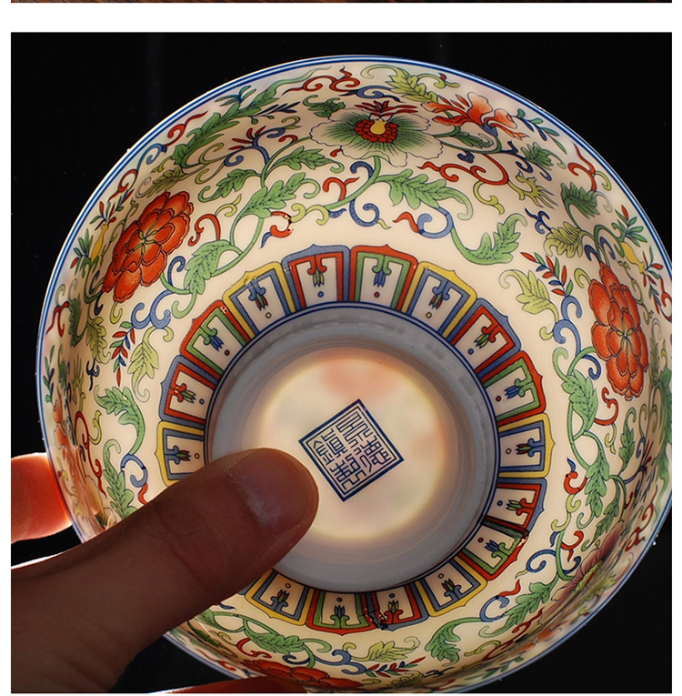 
                                                                                瓷物语 高白泥陶瓷仿古碗 面碗 中式瓷高脚碗具 斗彩万花 景德镇米饭碗 5.5英寸面碗                