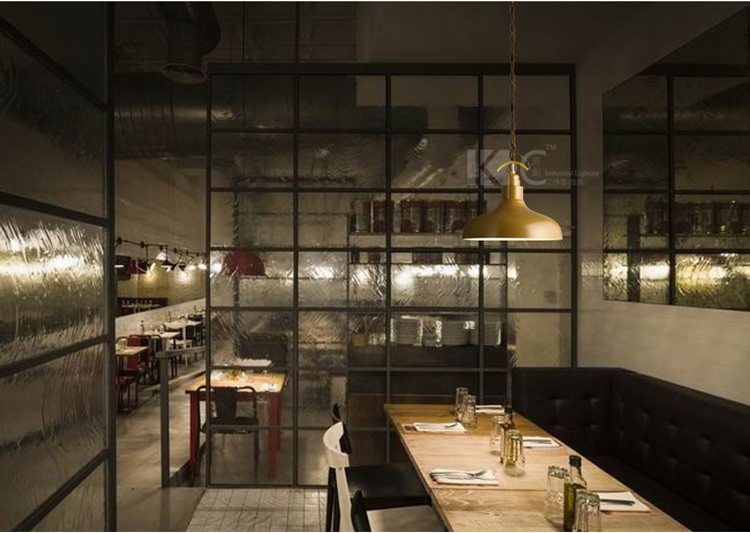 【kc灯具】loft锅盖仓库吊灯办公室餐厅灯北欧铁艺灯罩吊灯吊链灯 D5084-1复古绿含烟火1枚