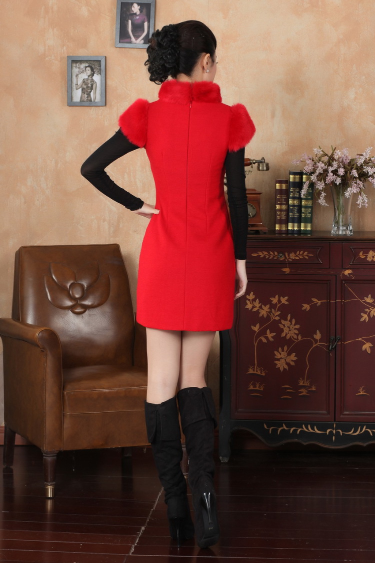 The frequency response, Ms. Tang cheongsam with autumn and winter clothes new retro improved wool? rabbit hair collar embroidery cheongsam red 2 XL pictures, price, brand platters! Elections are good character, the national distribution, so why buy now enjoy more preferential! Health