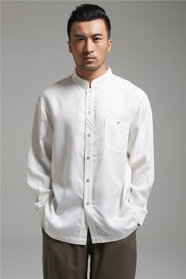 De Fudo Headquarters Chinese Xuan collar embroidery men's shirts long-sleeved shirt during the spring and autumn 2015 days silk China wind men white L picture, prices, brand platters! The elections are supplied in the national character of distribution, so action, buy now enjoy more preferential! As soon as possible.