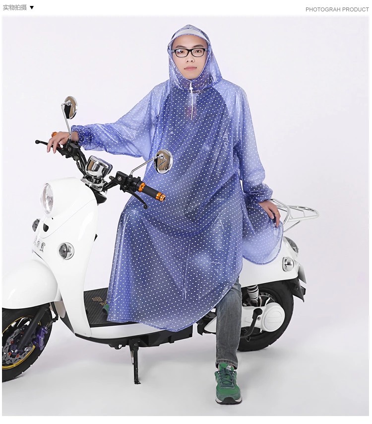 
                                                            电动车雨衣 自行车学生加大单人骑车 透明男士带袖大帽檐雨披女士 带袖大帽檐绿色                
