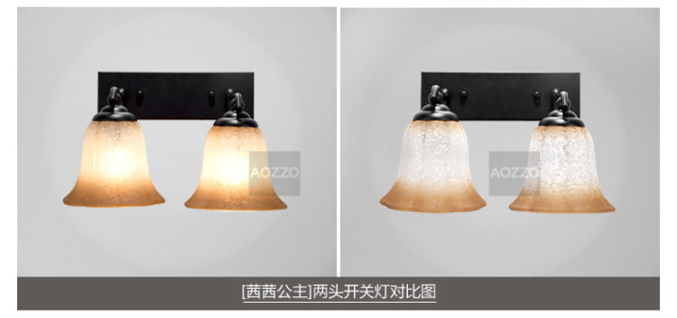 奥朵灯饰 欧式复古铁艺镜前灯卫生间灯浴室美式壁灯具WL30007 2朵