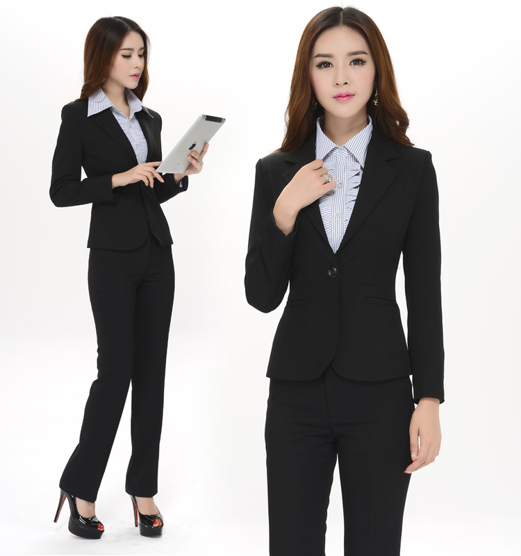 
                                                            汇美特 小西装职业装女装套装秋装正装外套西服套装工作服套裙 西装+裤子+裙子+V领白衬衣(一粒扣四件套) S(建议75-89斤以内)                