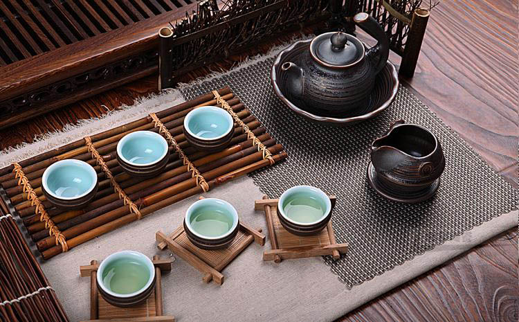 言合说茶具 黑金石茶盘陶瓷茶具整套套装 功夫茶台 滦金铁锈釉茶具套装 滦金尊者套装