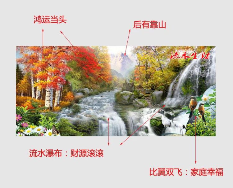 
                                        蒙娜丽莎十字绣客厅新款客厅十字绣新款大幅山水画旭日东升十字绣风景印花十字绣流水生财 234*112cm大格丝线印花                