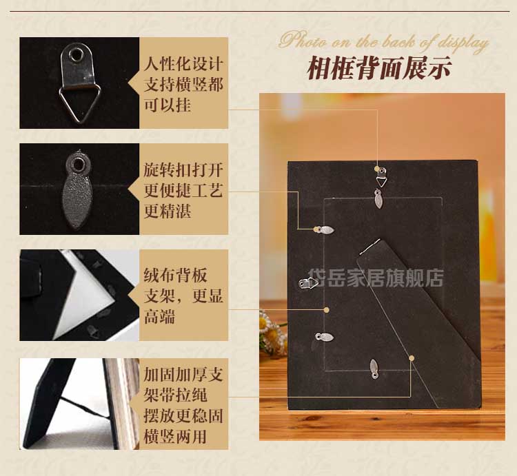 风格 欧式美式乡村实木复古相框6寸7寸8寸10寸挂式画框 10寸