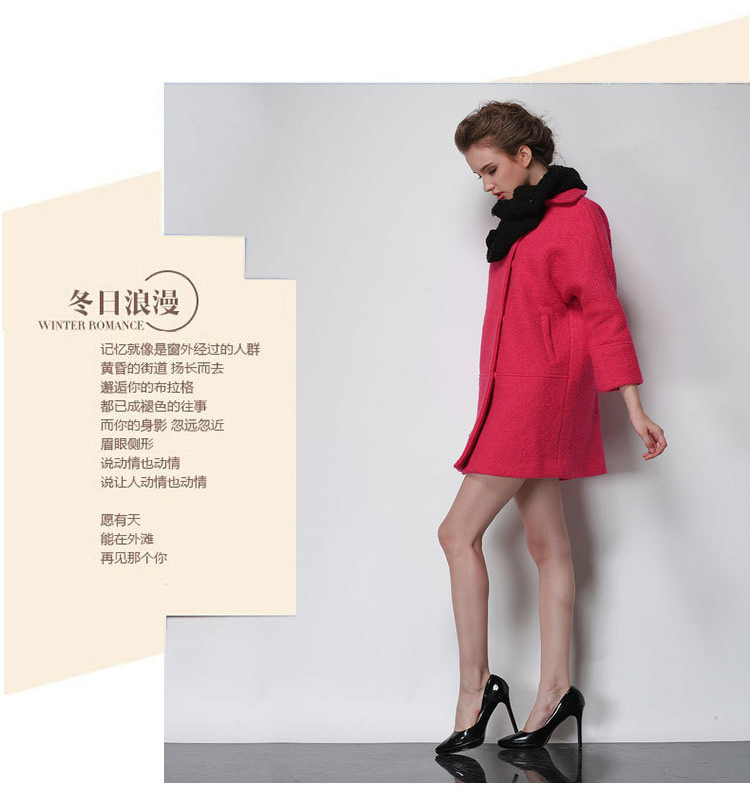 
                                        专柜品质LUXROY毛呢大衣女欧洲站秋冬女装大衣女修身中长款加厚粗花羊毛呢外套呢子大衣 天蓝色 M                