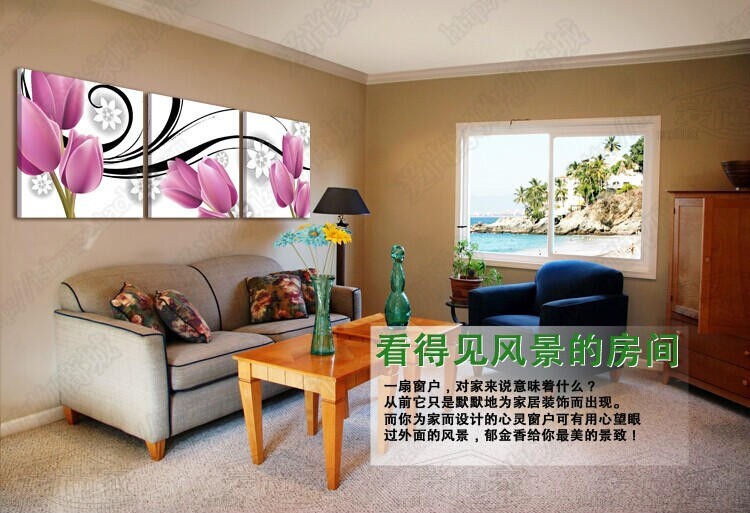 
                                        美美爱 现代壁画客厅装饰画简约无框画水晶金色年华挂画餐厅  25mm环保板 水晶膜 透明花百年好合三联 50*70CM                