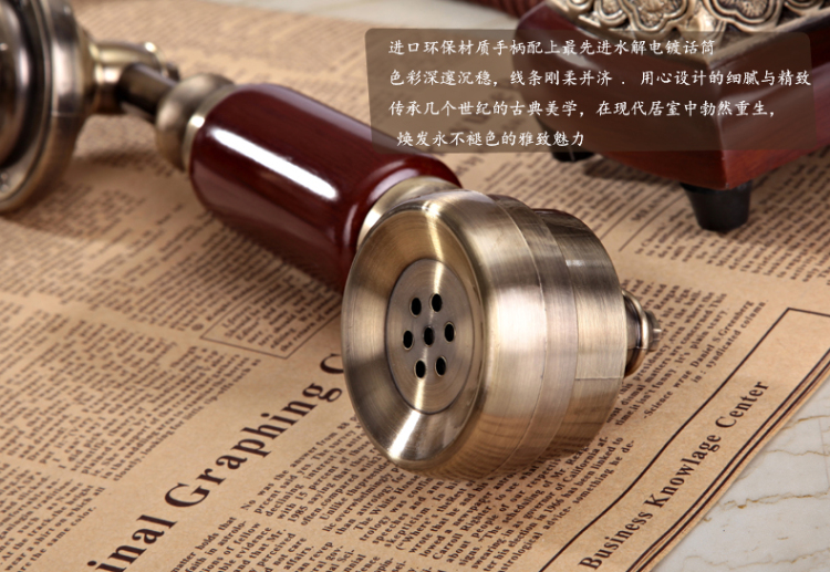 琳诺古典怀旧别墅软装工艺仿古电话机欧式新款老式电话机复古摆件办公室座机新婚贺礼吉祥礼物现货 古典木