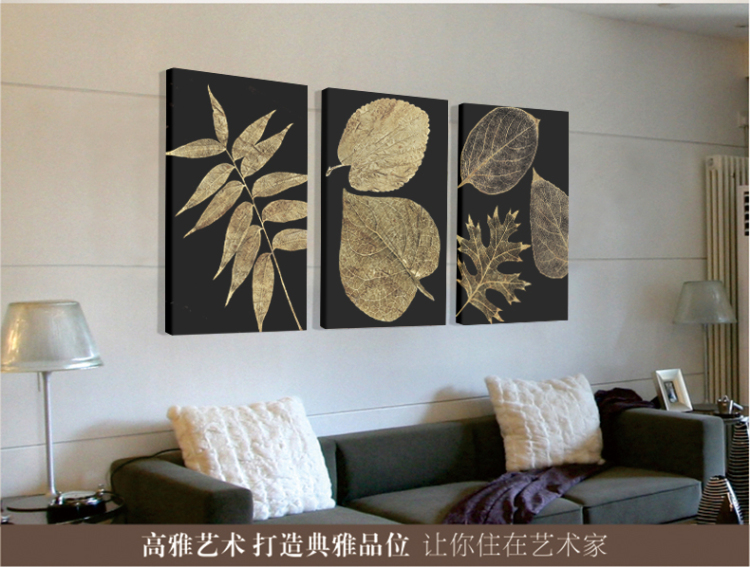 梵格 美式客厅装饰画玄关书房三联实木有框墙画壁画挂画浮雕画 I 70X105