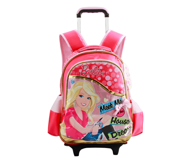 芭比barbie拉杆书包女 小学生书包 女生减负双肩背包1