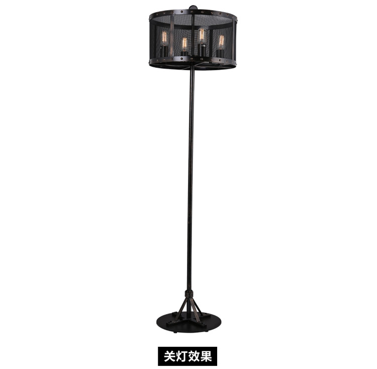 
                                        【kc灯具】loft美式乡村工业复古铁艺金属网创意个性落地灯咖啡厅酒吧装饰落地台灯 F3678-落地灯含T45B灯泡                