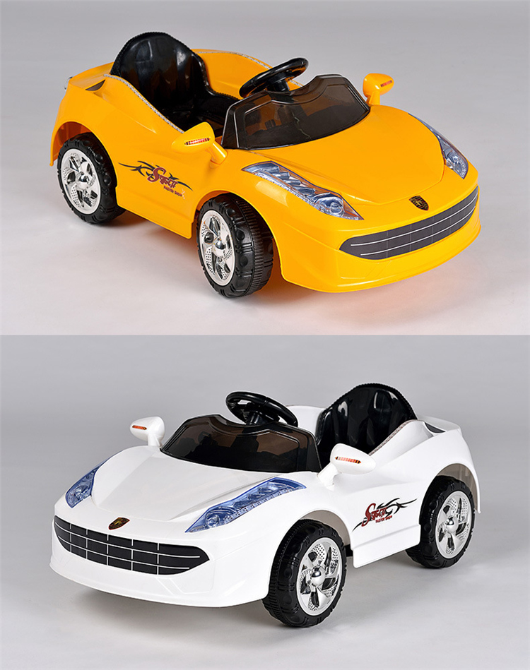 保时捷儿童电动车四轮遥控童车可坐电动汽车宝宝玩具车 双驱黄色 快慢