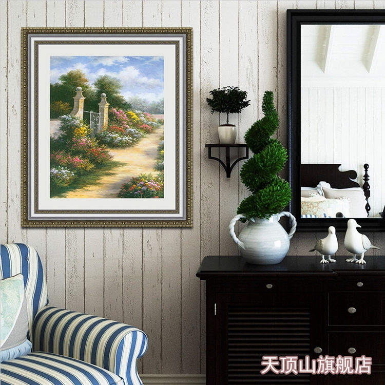 天顶山 装饰画 热销 装饰画餐厅壁画竖版单幅现代客厅书房酒店挂画背景墙画 风景 森林油画 诗情画意 60*70CM
