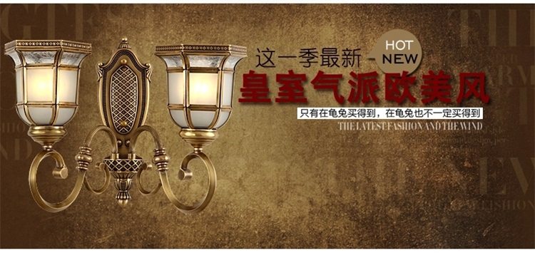 美式壁灯全铜壁灯 欧式壁灯美式地中海简约床头灯双头壁灯NB8530<a>