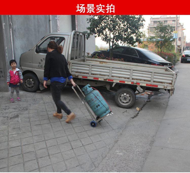 不锈钢行李车 便携拉杆车 折叠购物车 小拖车大载重 静音橡胶轮子 202大号