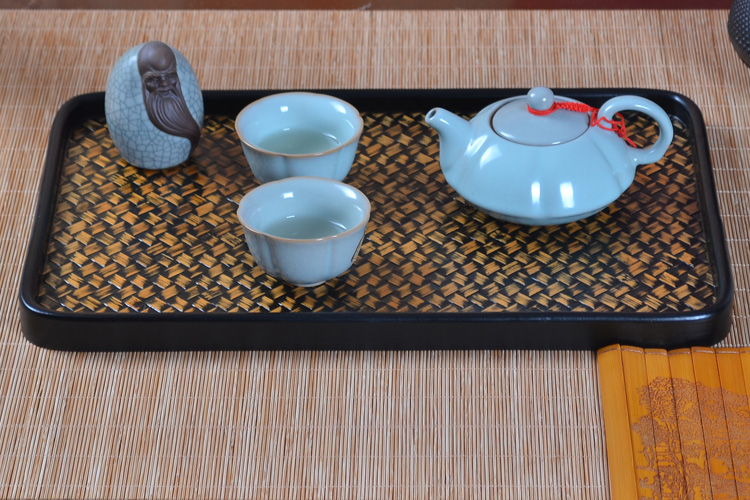 
                                        华威礼业 手工擦漆四方托盘小竹制茶盘茶托 单层茶海功夫茶具 大号防水奉茶盘 擦漆八角圆盘                