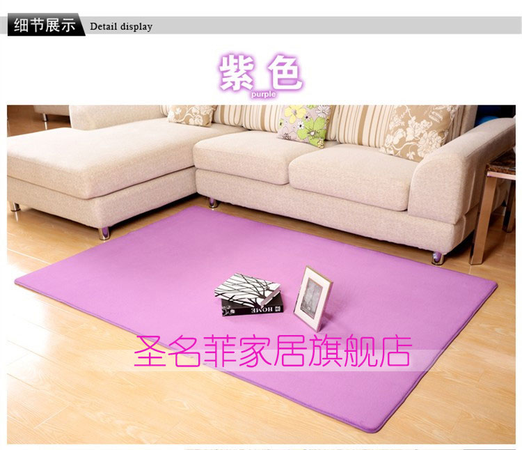 
                                        圣名菲 加厚珊瑚绒地毯 客厅 卧室 茶几沙发地毯 吸水防滑 柔软 咖啡色 80X200CM                