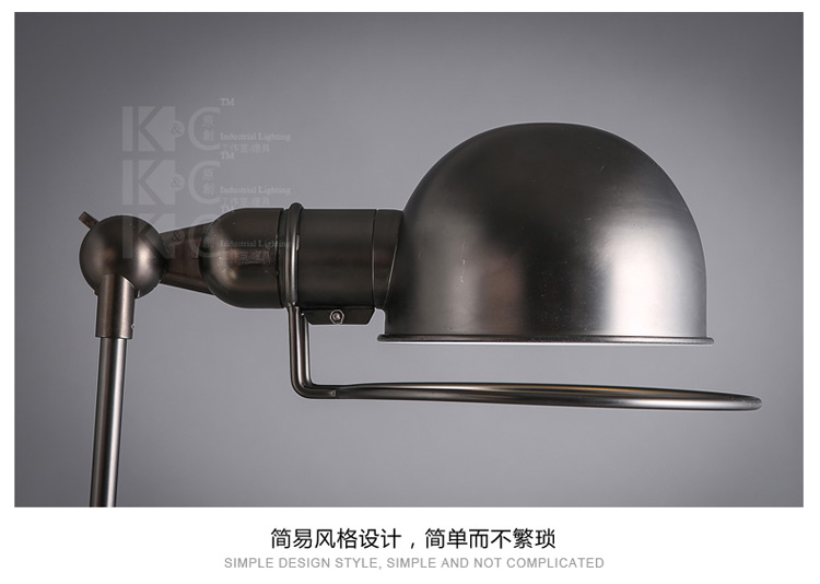 kc灯具工业复古北欧折叠落地灯长臂可调节个性创意艺术落地台灯地灯 F3431B-含9W灯泡-黄光