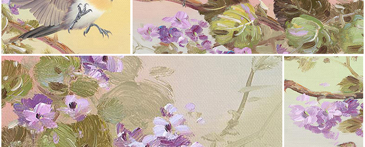 天顶山 卧室床头画装饰画 花鸟床头装饰画有框画挂画墙壁画 1号款 44*144