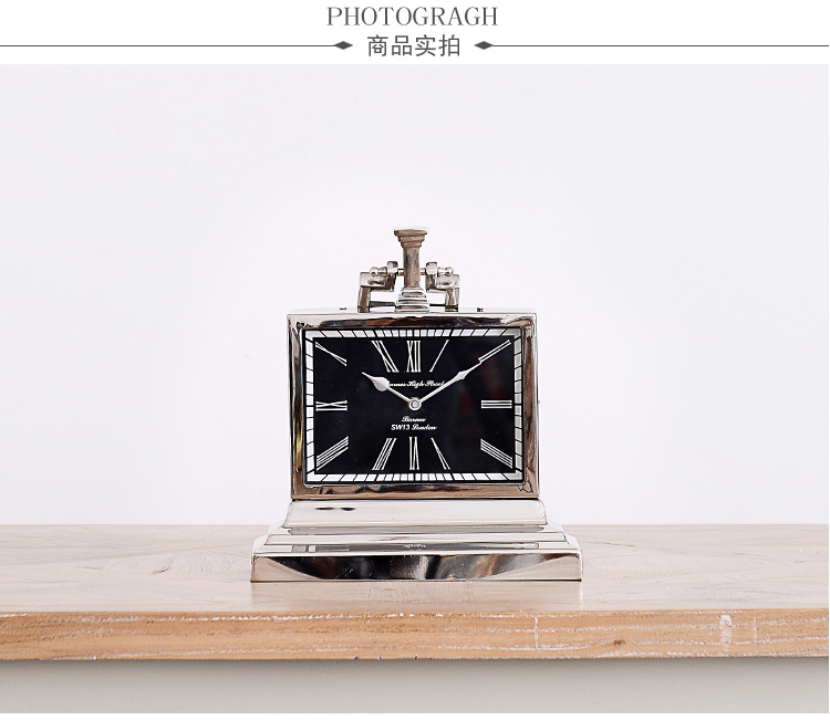 
                                        奇居良品（CREATE FOR LIFE） 印度进口现代书房装饰钟表 加里方形金属座钟                