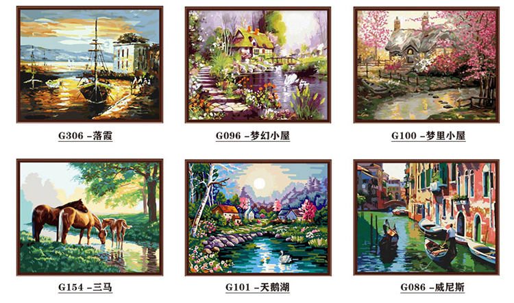 
                                        易极宝 diy数字油画 客厅风景花卉大幅手绘画 现代简约 梦幻小径 40*50订好内框                