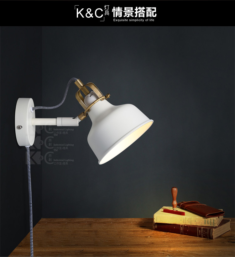 KC灯具 白色现代卫生间楼梯走廊室外墙壁灯灯饰铁艺可调节LED壁灯 预售3.28含LED节能灯泡1枚-黄光