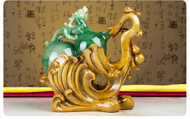 【福禄招财】招财客厅葫芦貔貅摆件 家居装饰品办公室工艺摆件 风水创意 开业结婚礼品 大号 绿葫芦