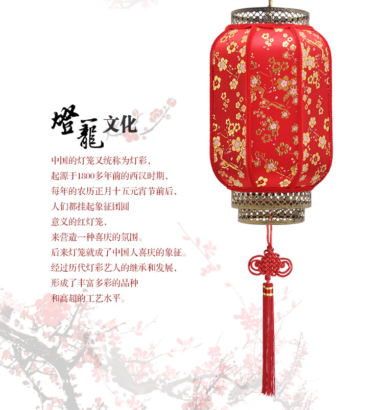 诺琪 金梅款仿羊皮冬瓜春节灯笼 春节国庆中秋节庆户外仿古宫 中式吊灯过道灯走廊灯 节庆饰品 40#(红色)