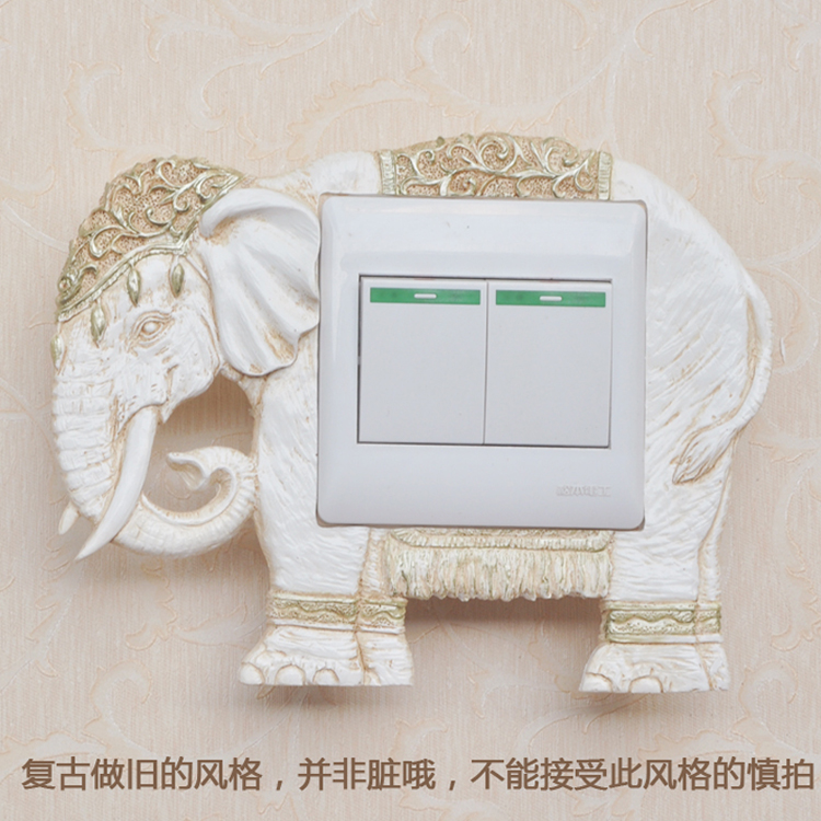 
                                        娜芸 欧式田园复古树脂装饰框开关贴 手工创意开关套插座贴装饰墙贴 镂空玫瑰1027                