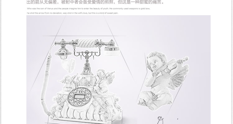 
                                        好心艺欧式仿古电话座机复古 创意家居装饰品摆件时尚家用电话机来电显示D07 丘比特淡金                