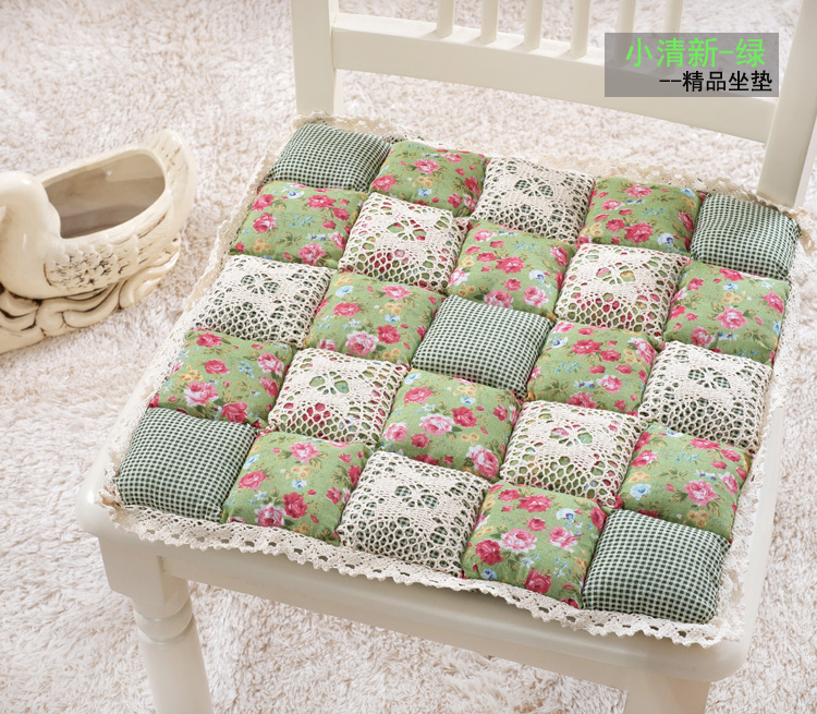 慢家居日韩全棉加厚碎花坐垫椅垫42*42CM 薰衣草