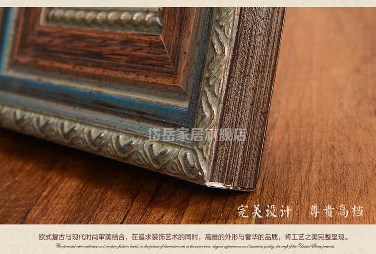 
                                        岱岳 欧式宫廷复古艺术田园创意5 6 7 10寸实木个性家居礼物相框摆台 3寸                