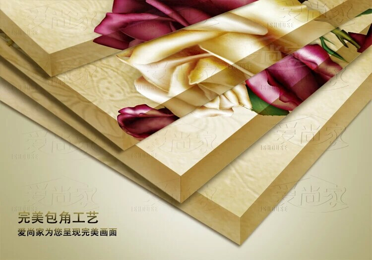 
                                        美美爱 现代壁画客厅装饰画简约无框画水晶金色年华挂画餐厅  25mm环保板 水晶膜 透明花百年好合三联 50*70CM                