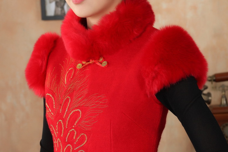 The frequency response, Ms. Tang cheongsam with autumn and winter clothes new retro improved wool? rabbit hair collar embroidery cheongsam red 2 XL pictures, price, brand platters! Elections are good character, the national distribution, so why buy now enjoy more preferential! Health