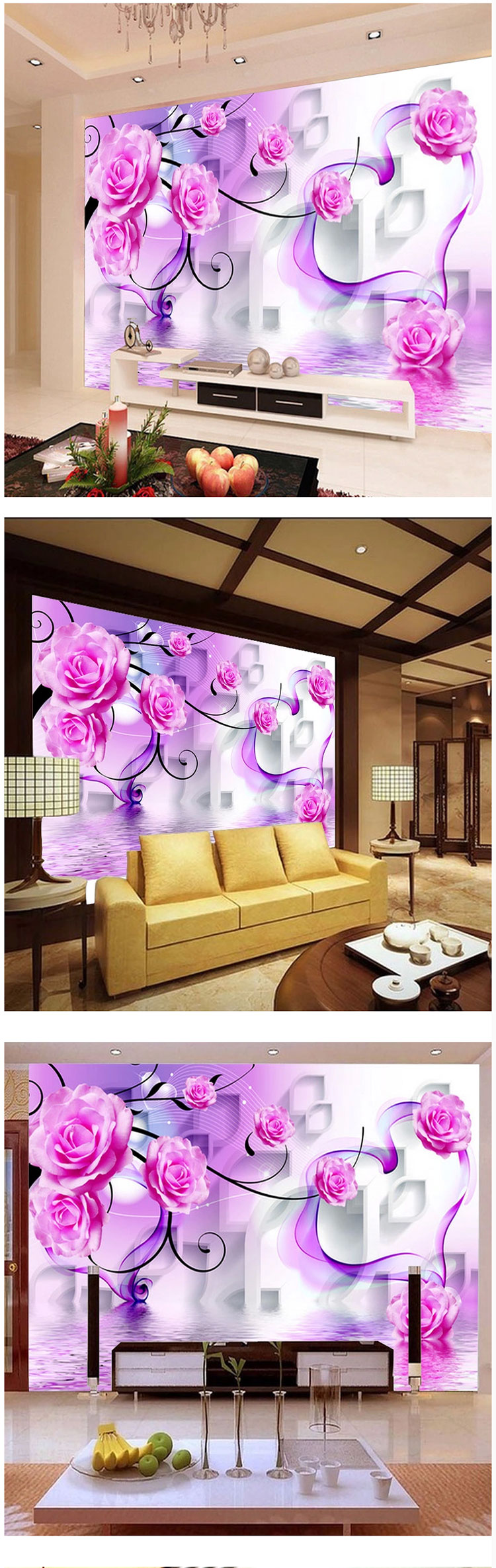 
                                        K-S花开富贵钻石画客厅大画十字绣3d客厅玫瑰花卧室花草系列5D立体 5D小版棉线75*150只绣花                