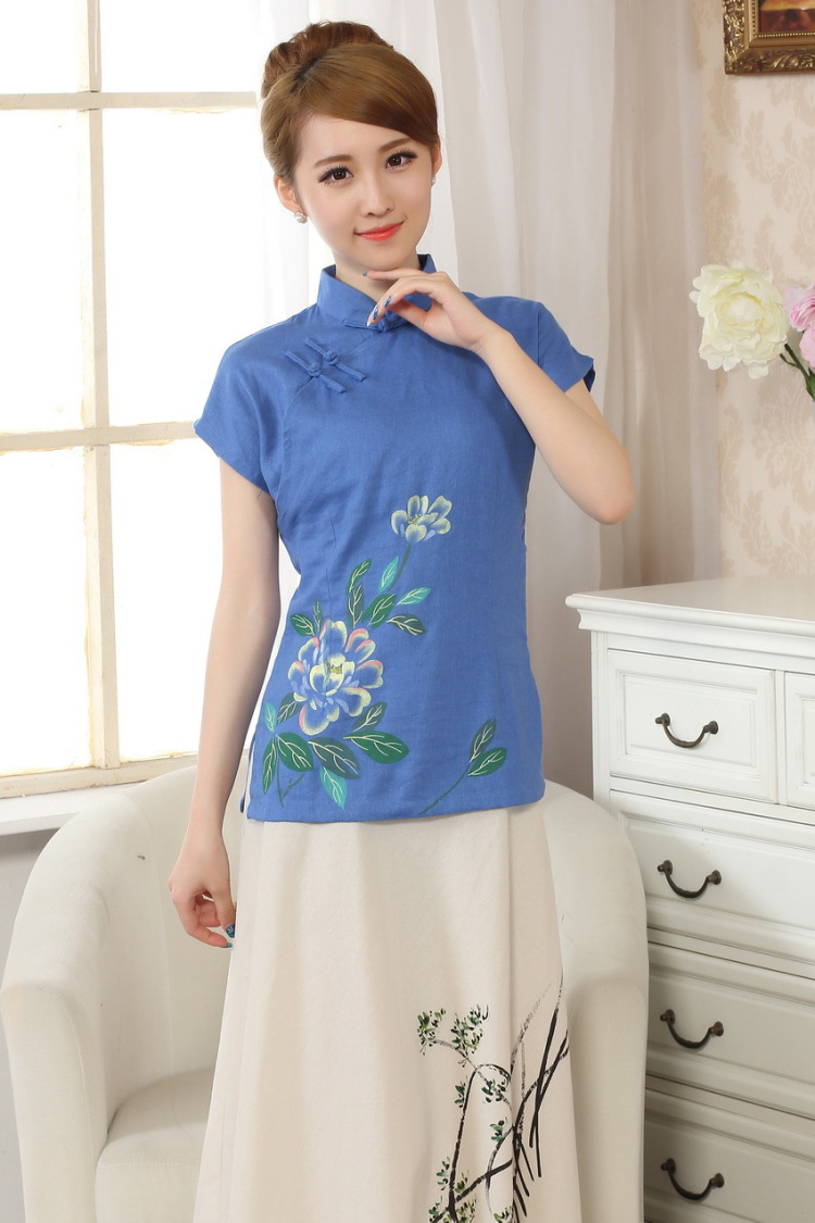 The frequency response, Ms. Tang Women's clothes summer wear T-shirt, cotton for the hand-painted Chinese Han-female improved Tang replace short-sleeve - A dark 2 XL pictures, price, brand platters! Elections are good character, the national distribution, so why buy now enjoy more preferential! Health
