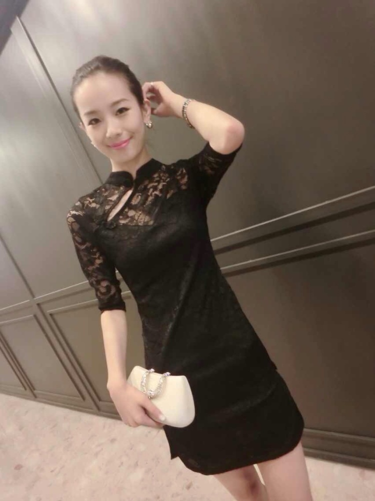 Lin's flowers 2015 European site new lace beauty graphics thin cheongsam dress pink XL pictures, price, brand platters! Elections are good character, the national distribution, so why buy now enjoy more preferential! Health