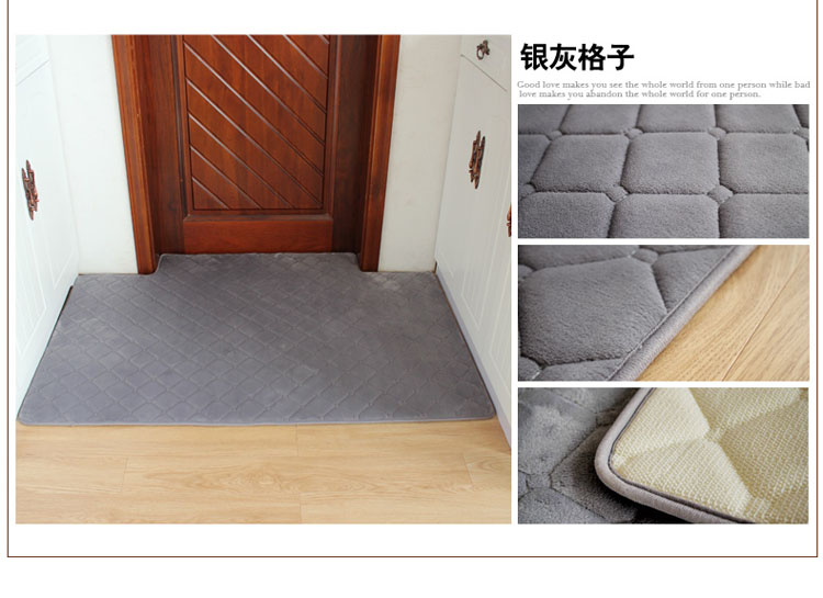 雨柔地毯卧室满铺玄关进门门厅地垫定做浴室门口脚垫门垫定制吸水地垫浴室防滑垫地垫门垫 玫红格子 定制 110元/平方 3天发货