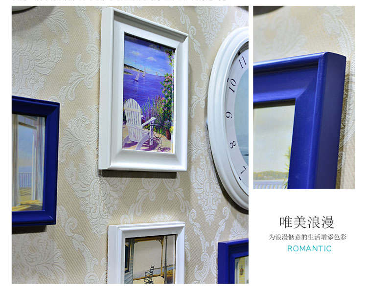 盛世壹品 实木照片墙挂地中海复古欧式相框墙墙贴黑白相片相片墙组合墙 M013-Cz
