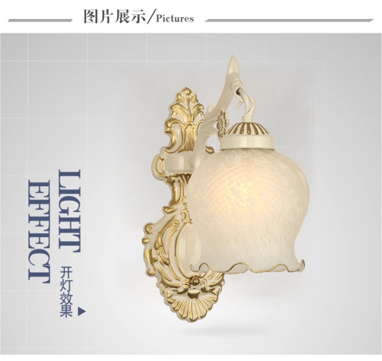 欧式壁灯 美式乡村温馨床头镜前灯饰过道卧室客厅灯具8002(b) 8002-2单头