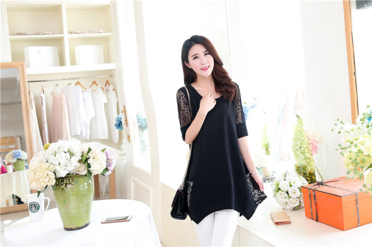 And Cisco, thick snow MM woven shirts women 2015 summer, the Korean version of the greater number, long, solid T-shirt T-shirt lace stitching solid black skirt XXXXXL pictures, price, brand platters! Elections are good character, the national distribution, so why buy now enjoy more preferential! Health