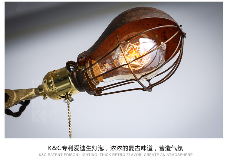 KC灯具 复刻版O.C.WHITE铜制工业风复古美式古董长臂落地灯 KC-F3198A含A19