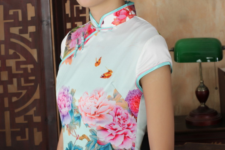 Shanghai, optimize purchase goods, Ms. Tang fitted dresses new summer elegance Chinese cheongsam peony flower short cheongsam picture color M pictures, price, brand platters! Elections are good character, the national distribution, so why buy now enjoy more preferential! Health