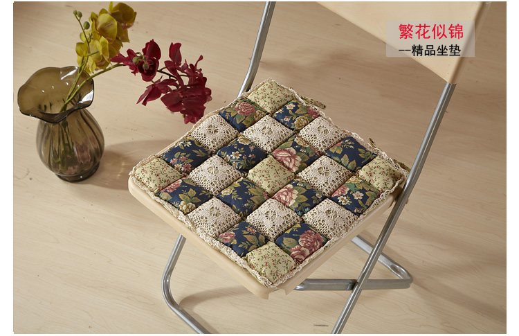 慢家居日韩全棉加厚碎花坐垫椅垫42*42CM 薰衣草