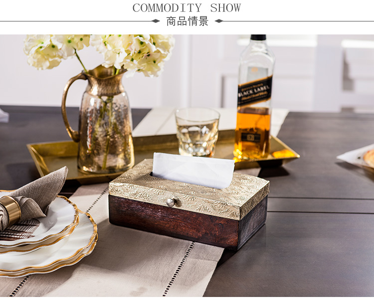 奇居良品印度进口家居装饰品摆件 印第安雕花纸巾盒 雕花纸巾盒
