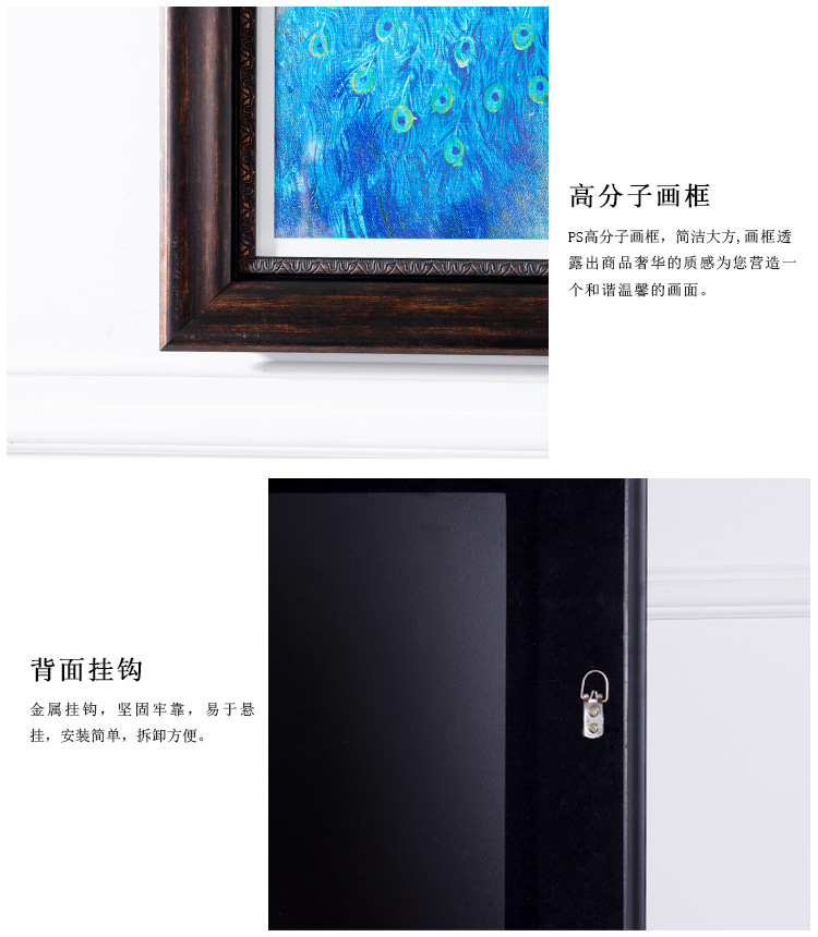 奇居良品进口画芯客厅餐厅卧室玄关装饰画挂画壁画装饰字画 蓝孔雀 装饰画蓝孔雀1 54*64cm