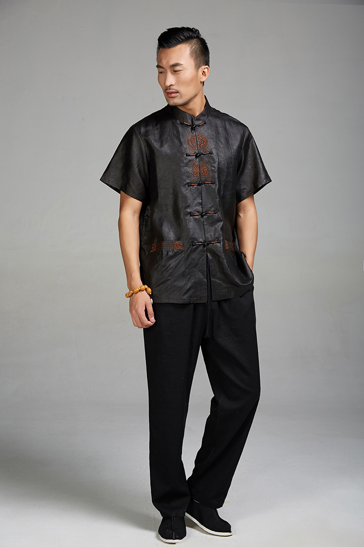 Fudo Tak Ming Kum -cloud yarn 2015 men's short-sleeved Tang Dynasty Chinese Disc detained embroidery shirt China wind men detained XXXL beads picture, prices, brand platters! The elections are supplied in the national character of distribution, so action, buy now enjoy more preferential! As soon as possible.